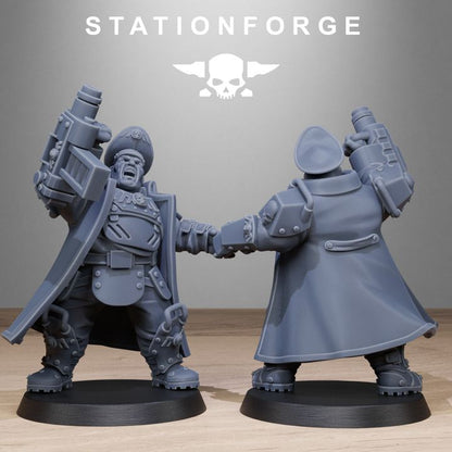 Grim Guard Armored Mutants, Imperial Army proxy miniature, infantry, 28mm heroic scale unpainted resin, view 3