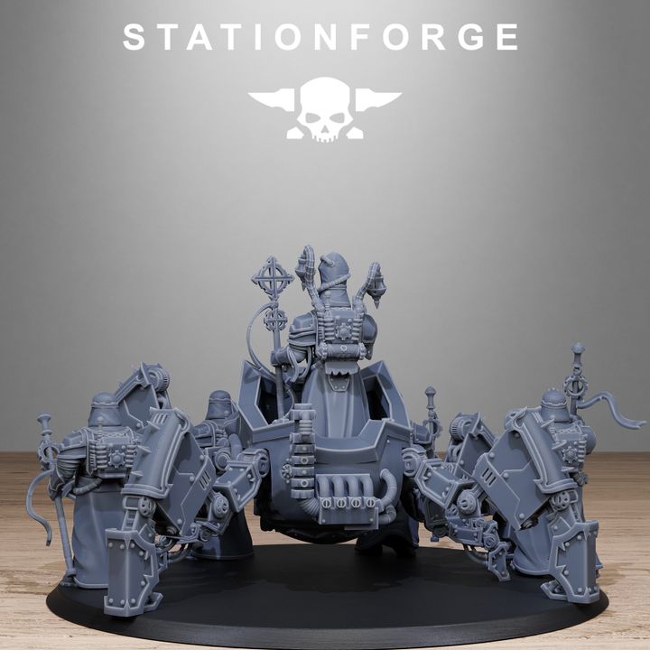 Scavenger Lectern Walker, Tech Priests proxy miniature, 28mm heroic scale unpainted resin, view 3