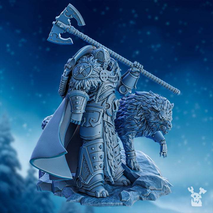 Wolf Knights Feinar The Wolfborn, proxy miniature, character, 28mm heroic scale unpainted resin, view 4