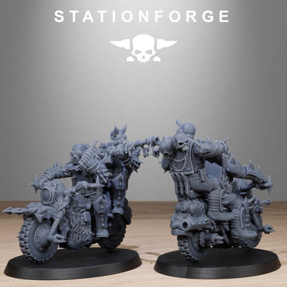 Dark Space Knights Guard Bikers, proxy miniature, infantry, 28mm heroic scale unpainted resin, view 4