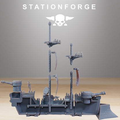 Orks Gobs Pearl Battle Ship, proxy miniature, 28mm heroic scale unpainted resin, view 3
