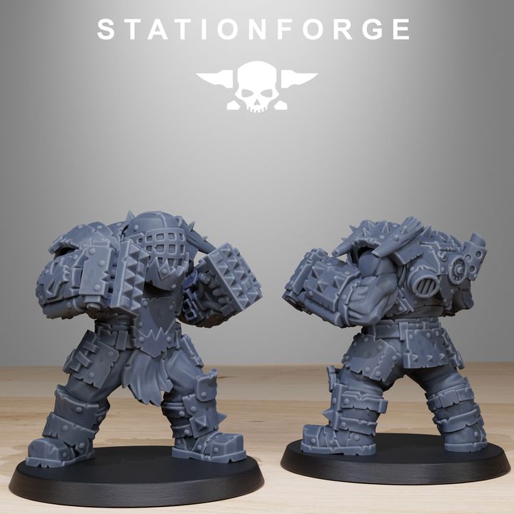 Orks Smashers (8 Units), proxy miniature, squad, 28mm heroic scale unpainted resin, view 3