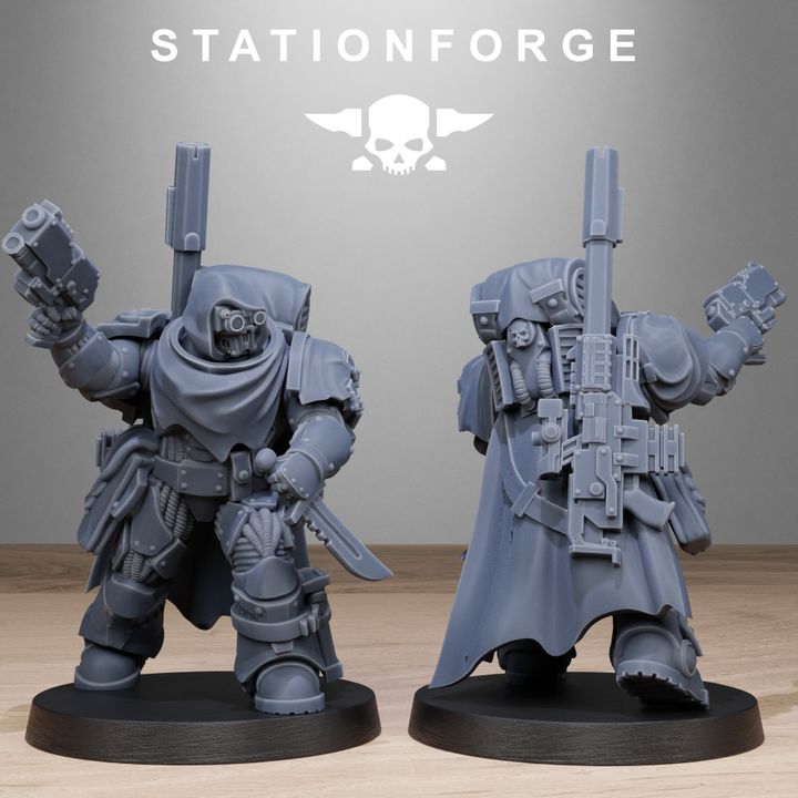 Space Knights Snipers, proxy miniature, scout, 28mm heroic scale unpainted resin, view 3
