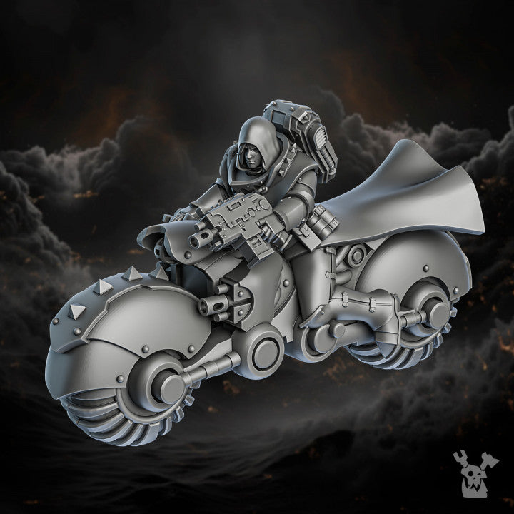 Battle Sisters Biker Sisters Squad, proxy miniature, 28mm heroic scale unpainted resin, view 4