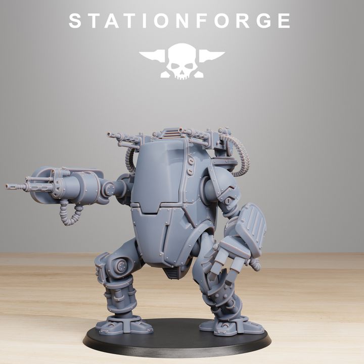 Scavenger Clanker, Tech Priests proxy miniature, 28mm heroic scale unpainted resin, view 6