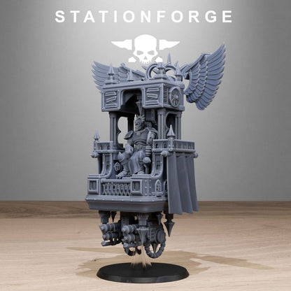 Imperial Army Flying Throne, proxy miniature, flyer, 28mm heroic scale unpainted resin, view 3