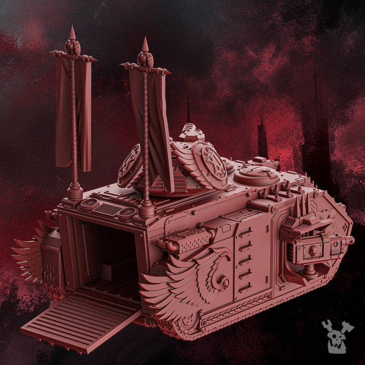 Crimson Knights Apc, proxy miniature, transport, 28mm heroic scale unpainted resin, view 4