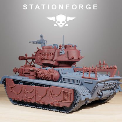 Grim Guard Heavy Tank Corrupted Conversion Kit, Imperial Army proxy miniature, 28mm heroic scale unpainted resin, view 3