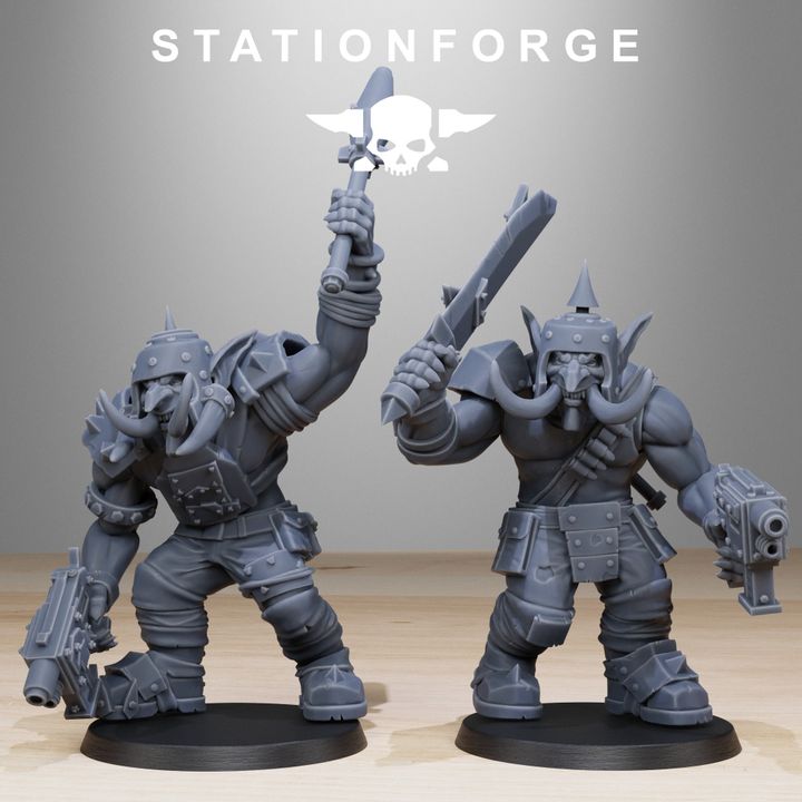 Orks Trolls (10 Units), proxy miniature, squad, 28mm heroic scale unpainted resin, view 3
