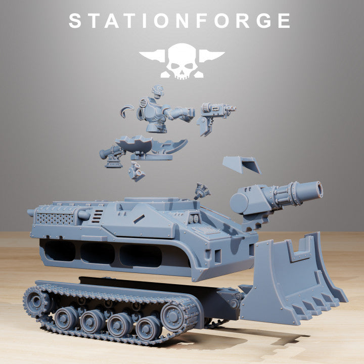 Space Knights Vanguard Tank, proxy miniature, 28mm heroic scale unpainted resin, view 3