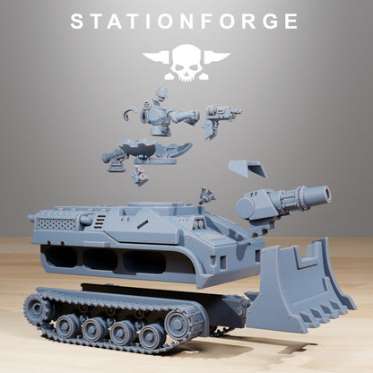 Space Knights Vanguard Tank, proxy miniature, 28mm heroic scale unpainted resin, view 3