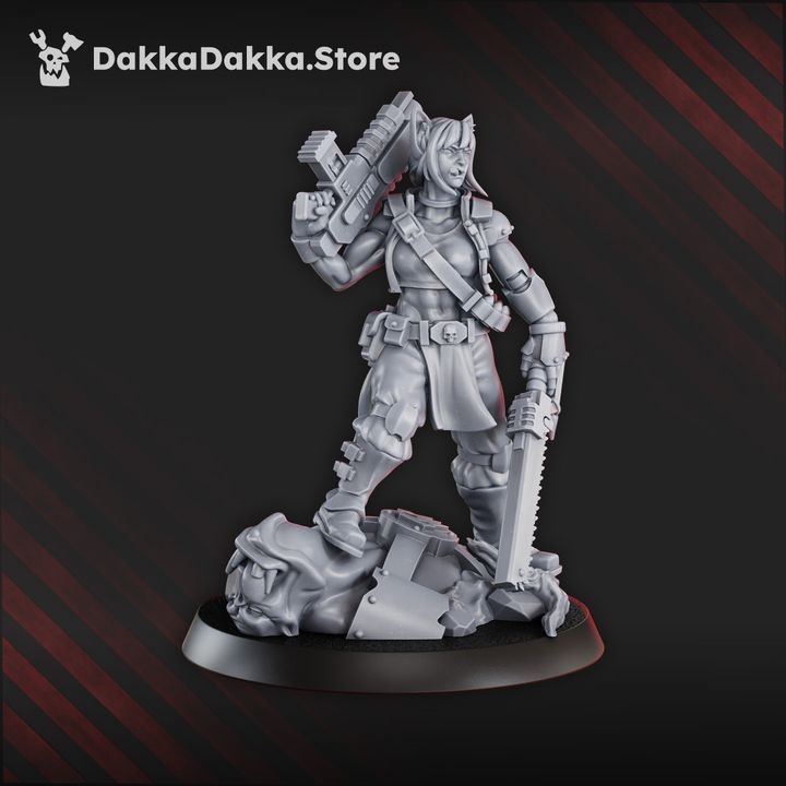 The Ork Slayers Commander, Imperial Army proxy miniature, character, 28mm heroic scale unpainted resin, view 3
