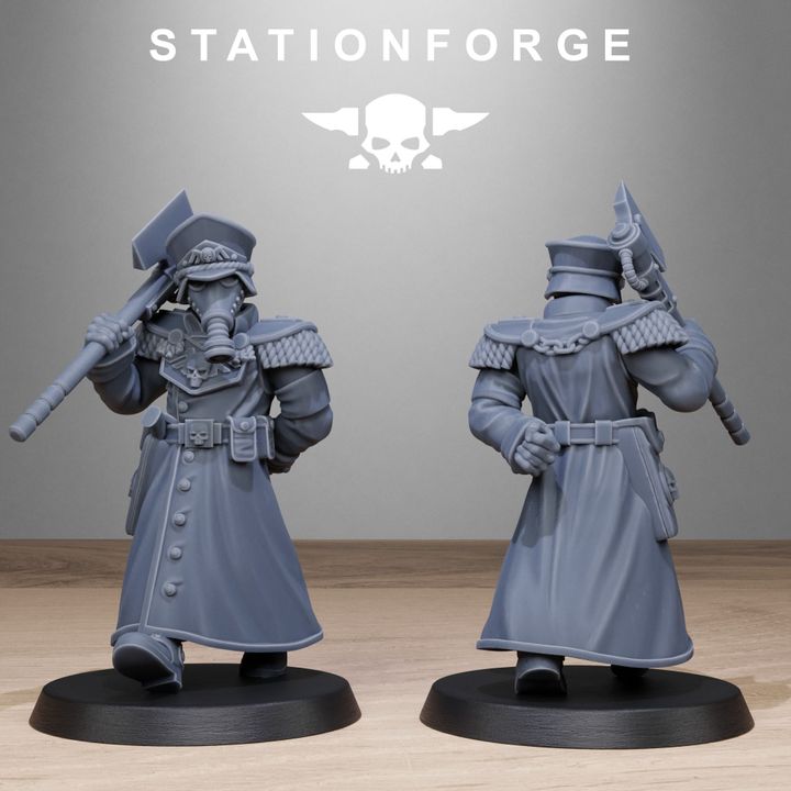 Grim Guard Vigils, Imperial Army proxy miniature, infantry, 28mm heroic scale unpainted resin, view 5