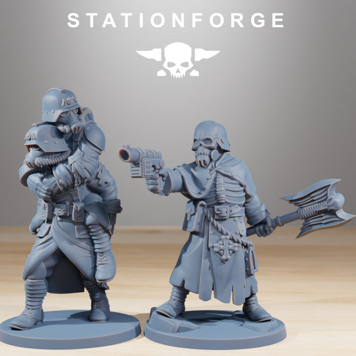 Grim Guard Casualties, Imperial Army proxy miniature, infantry, 28mm heroic scale unpainted resin, view 4
