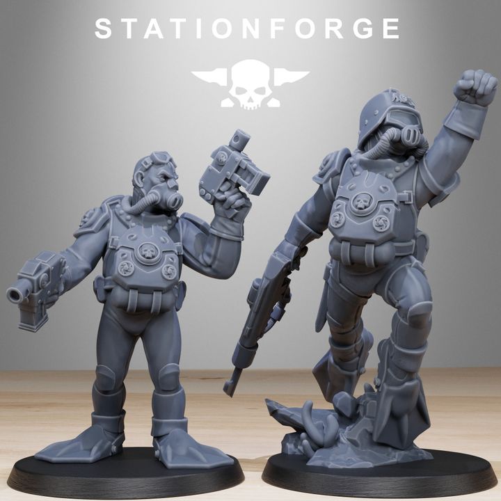 Imperial Army Grim Guard Divers (10 Units), 28mm heroic scale unpainted resin, view 3