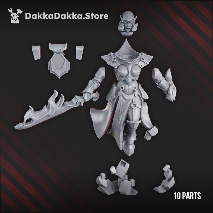 Pleasure Knights Mirael Voluptuousness Fire, proxy miniature, 28mm heroic scale unpainted resin, view 3