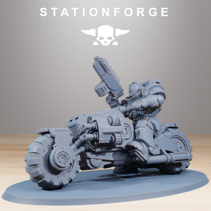 Space Knights Bikers (10 Units), proxy miniature, squad, 28mm heroic scale unpainted resin, view 3