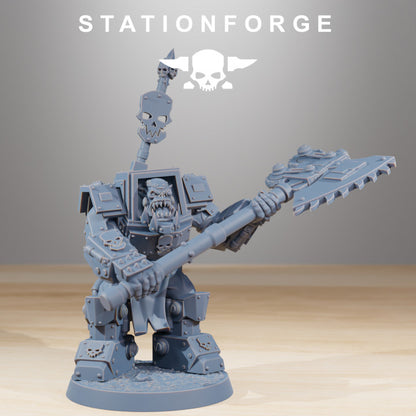 Orks Infantry, proxy miniature, 28mm heroic scale unpainted resin, view 3