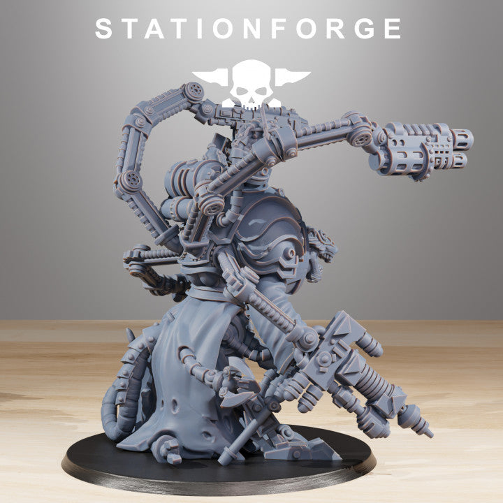 Raticus Techer, Tech Priests proxy miniature, 28mm heroic scale unpainted resin, view 5