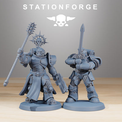 Space Knights Melee Infantry (11 Units), proxy miniature, squad, 28mm heroic scale unpainted resin, view 6