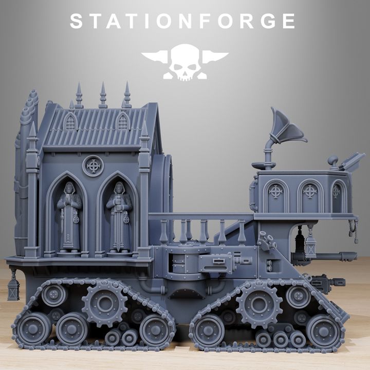 Imperial Army Tank, proxy miniature, 28mm heroic scale unpainted resin, view 3