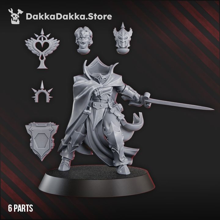Battle Sisters Abbatissa Elvira Vespertilion, proxy miniature, 28mm heroic scale unpainted resin, view 3