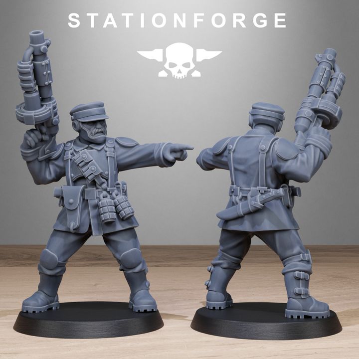 Free Guard Infantry, Imperial Army proxy miniature, 28mm heroic scale unpainted resin, view 3