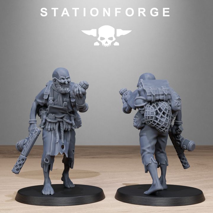 Dark Space Knights Guard Abhumans, proxy miniature, infantry, 28mm heroic scale unpainted resin, view 4