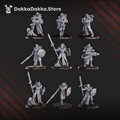 Pleasure Knights Squad (9 Units), proxy miniature, 28mm heroic scale unpainted resin, view 3