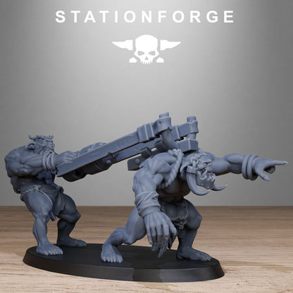 Orks Tribal Infantry, proxy miniature, 28mm heroic scale unpainted resin, view 3