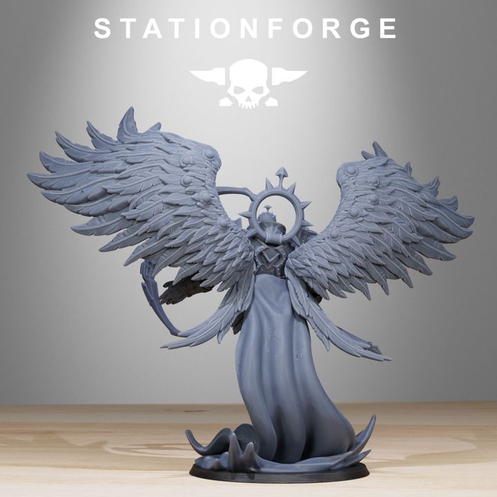 Dark Space Knights Archon Angel V2, proxy miniature, character, 28mm heroic scale unpainted resin, view 4