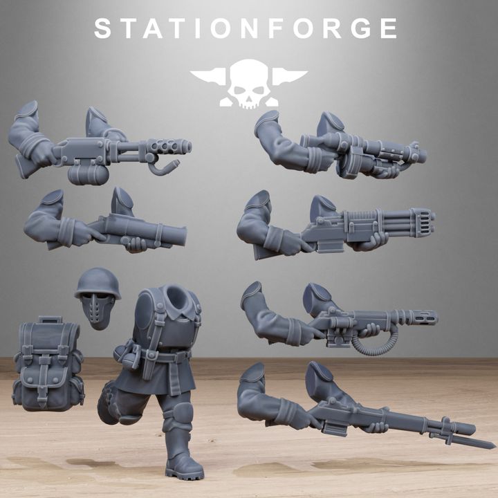 Free Guard Builder Kit, Imperial Army proxy miniature, infantry, 28mm heroic scale unpainted resin, view 3