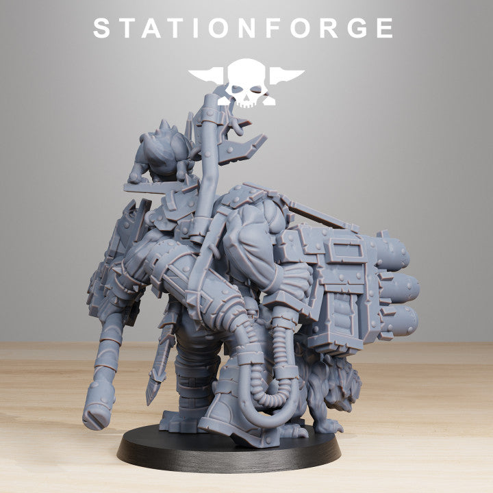 Orks Blackskull With Claw And Gun, proxy miniature, artillery, 28mm heroic scale unpainted resin, view 3