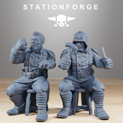 Grim Guard Holiday Feast, Imperial Army proxy miniature, infantry, 28mm heroic scale unpainted resin, view 6