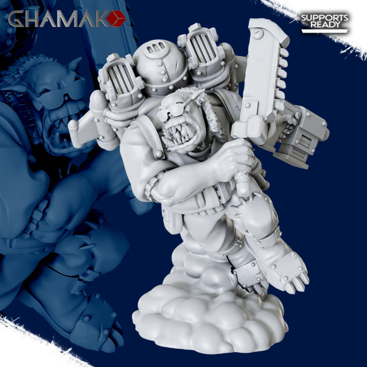 Orks Jumpers Squad (5 Units), proxy miniature, 28mm heroic scale unpainted resin, view 2