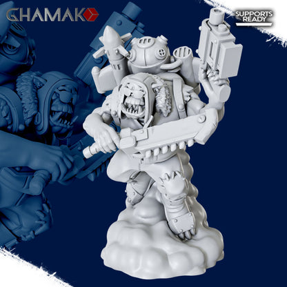 Orks Jumpers Squad (5 Units), proxy miniature, 28mm heroic scale unpainted resin, view 3