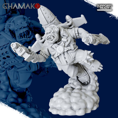 Orks Jumpers Squad (5 Units), proxy miniature, 28mm heroic scale unpainted resin, view 5