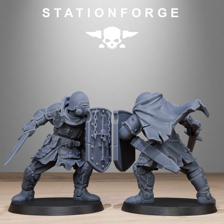 Royal Guard Bloodwardens, Imperial Army proxy miniature, infantry, 28mm heroic scale unpainted resin, view 2