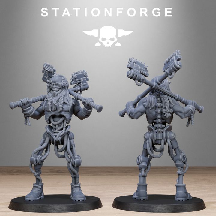 Tech Priests Barbarians, 28mm heroic scale unpainted resin, view 4