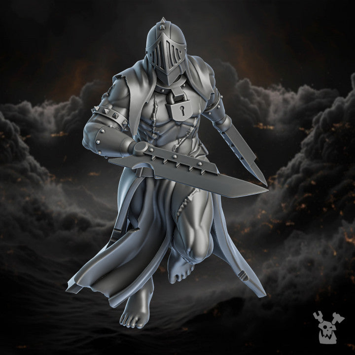 Battle Sisters Unrepentants, proxy miniature, 28mm heroic scale unpainted resin, view 2