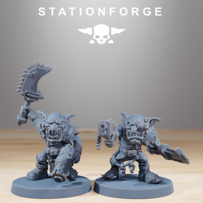 Orks Gobs Berserkers (11 Units), proxy miniature, squad, 28mm heroic scale unpainted resin, view 4