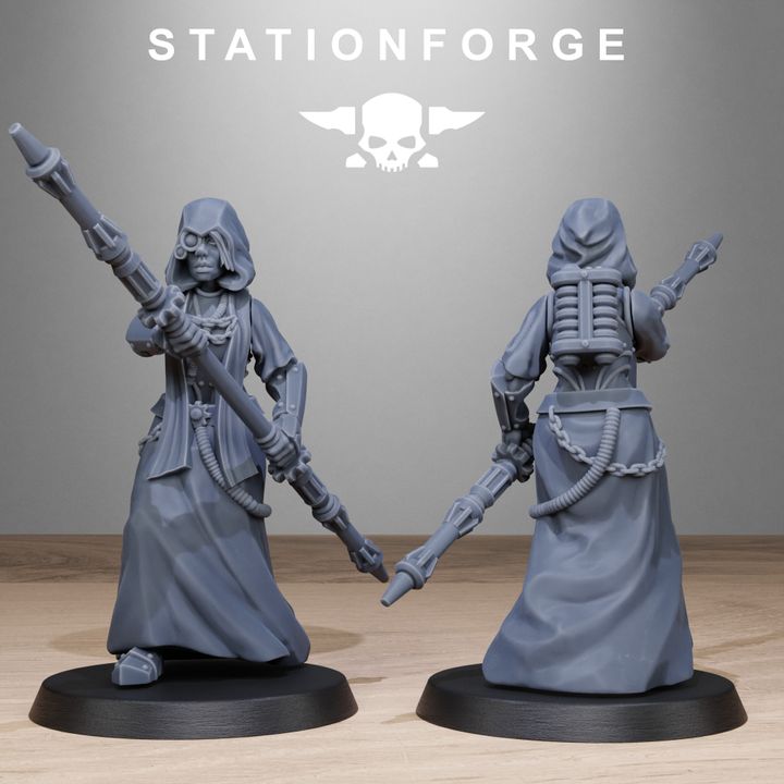 Scavenger Sister Priests, Battle Sisters proxy miniature, character, 28mm heroic scale unpainted resin, view 9