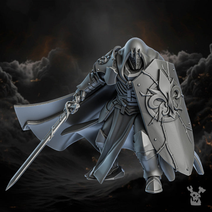 Battle Sisters Thorn Knights, proxy miniature, 28mm heroic scale unpainted resin, view 3