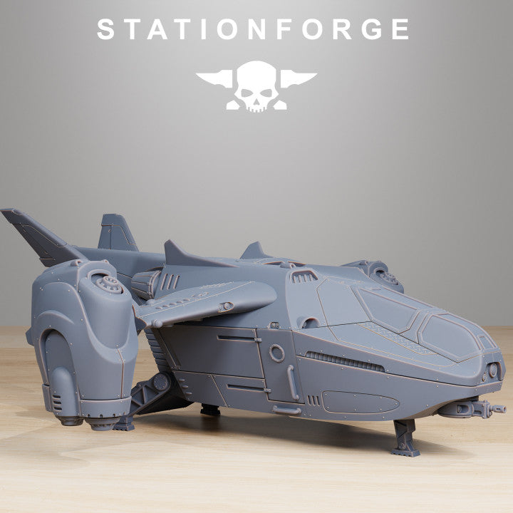 Vaskar Dropship, Imperial Army proxy miniature, 28mm heroic scale unpainted resin, view 4