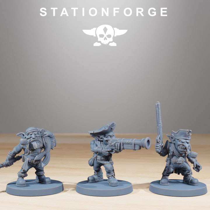 Orks Gobs Pirates, proxy miniature, 28mm heroic scale unpainted resin, view 3