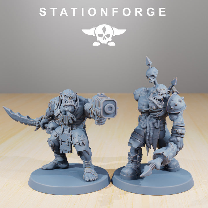 Orks Plague Spreadaz Heads, resin conversion bits, 28mm heroic scale unpainted resin, view 6