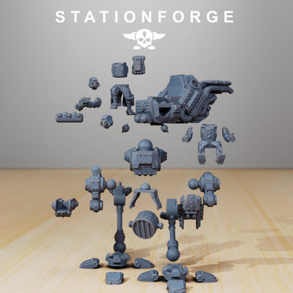 Scavenger Scout Walker Seeker, Tech Priests proxy miniature, 28mm heroic scale unpainted resin, view 3