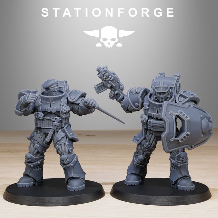 Space Knights Light Reinforcement (10 Units), proxy miniature, squad, 28mm heroic scale unpainted resin, view 6
