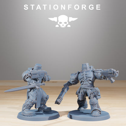 Space Knights Zealots (10 Units), proxy miniature, squad, 28mm heroic scale unpainted resin, view 5