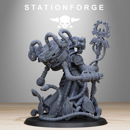 Scavenger Chaplain, Tech Priests proxy miniature, 28mm heroic scale unpainted resin, view 3